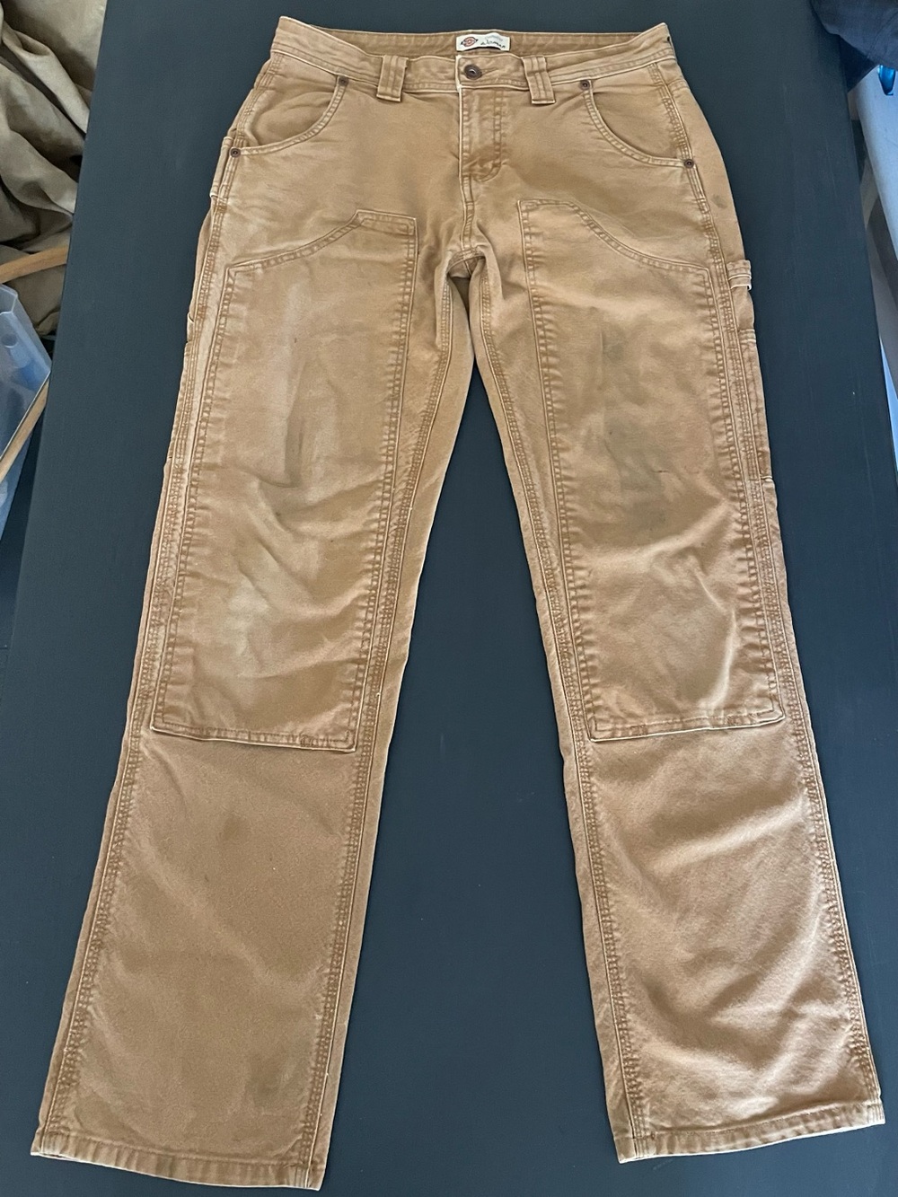 Dickies Women's Tan Work Pants with Belt Loops & MANY pockets size medium
